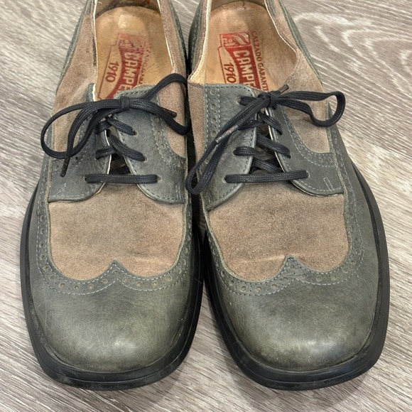 VTG Camper Gray Tan Leather Suede Brogue Wingtip Derby Oxford Shoes EU‎ 41 25847 main image 8